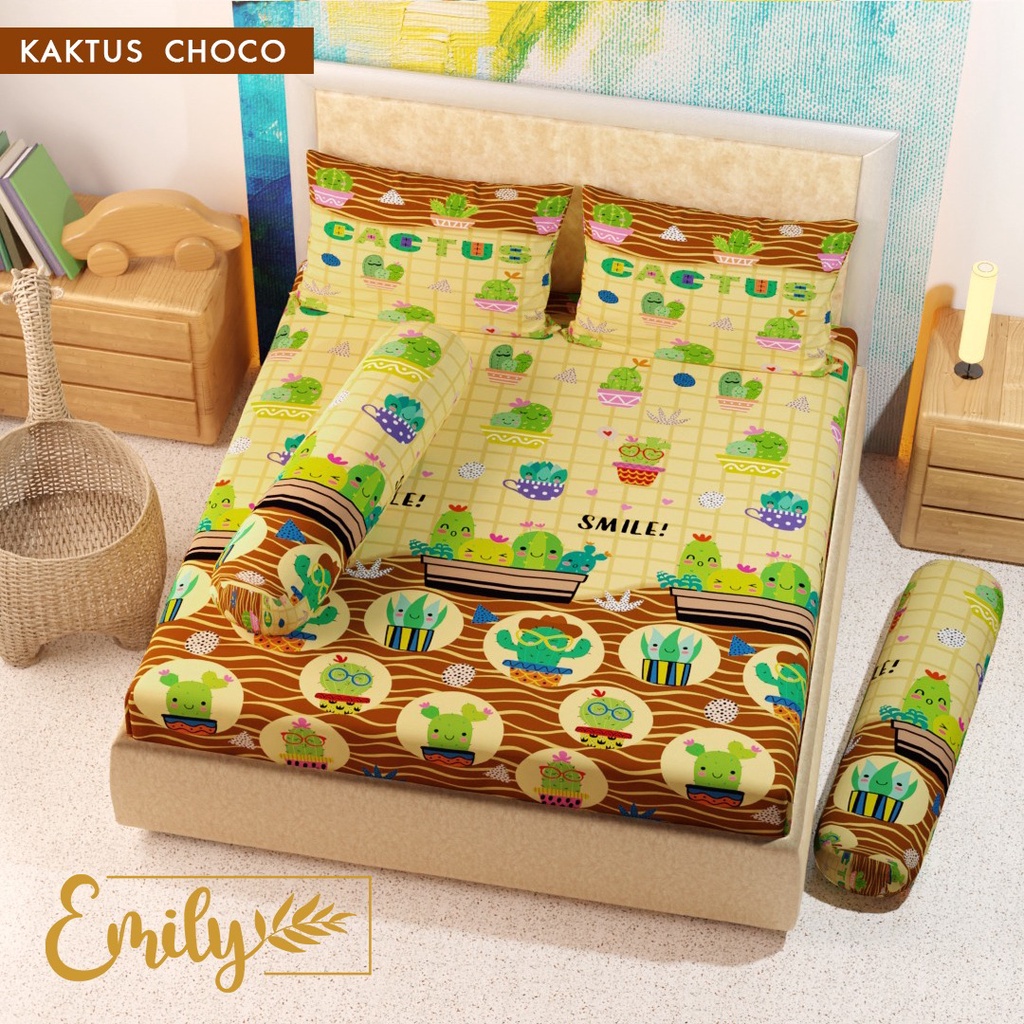 Sprei Homemade KAKTUS CHOCO CREAM &quot;PREMIUM&quot; anak katun ukuran 90 100 120 140 160 180x200 &amp; 200