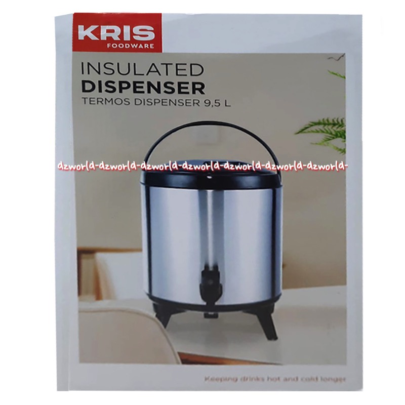 Kris Foodware 9.5L Insulated Dispenser Termos Dispenser 9.5 Litter 1kran Tempat Air Minum Air Panas Dispenser Minuman Vacuum Water Krisbow