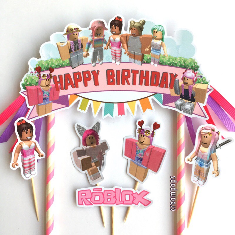 Jual Cake Topper Roblox Girl Happy Birthday Indonesia|Shopee Indonesia