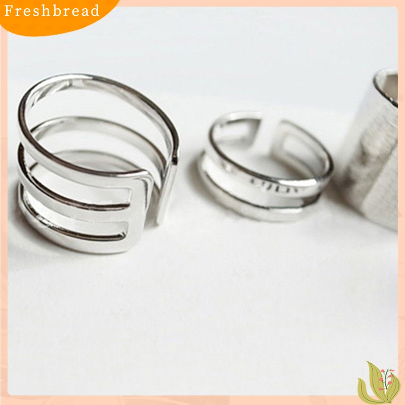 [Fresh] 3Pcs / Set Cincin Buku Jari Aneka Bentuk Warna Silver untuk Wanita