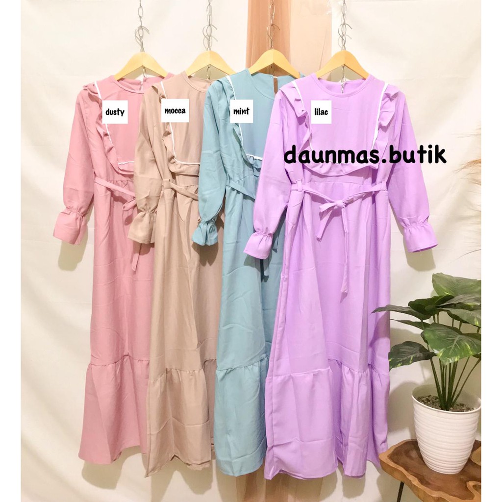 1KG MUAT 4PCS | BINARA MAXY DRESS RENDA RUFFLE HITS OOTD SELEBGRAM FASHION GROSIR MURAH WANITA