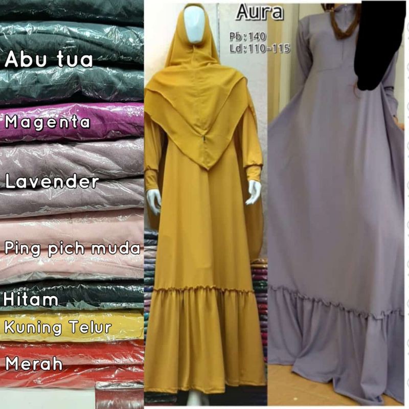 Gamis jersey rempel bawah (aura)