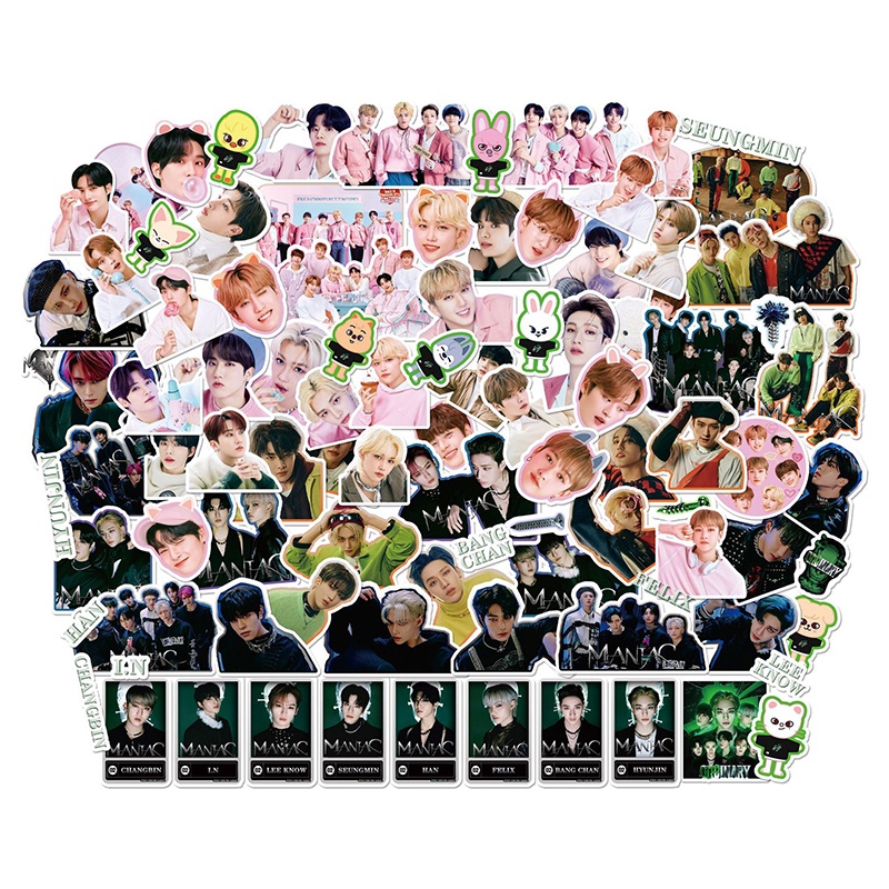 95 Pcs STRAY KIDS Album Foto Dekorasi Stiker Maniac World Tour Edition Bang Chan Lee Know Changbin Hyunjin Han Felix Seungmin I.N Laggage Diary Dompet Laptop Stiker DIY