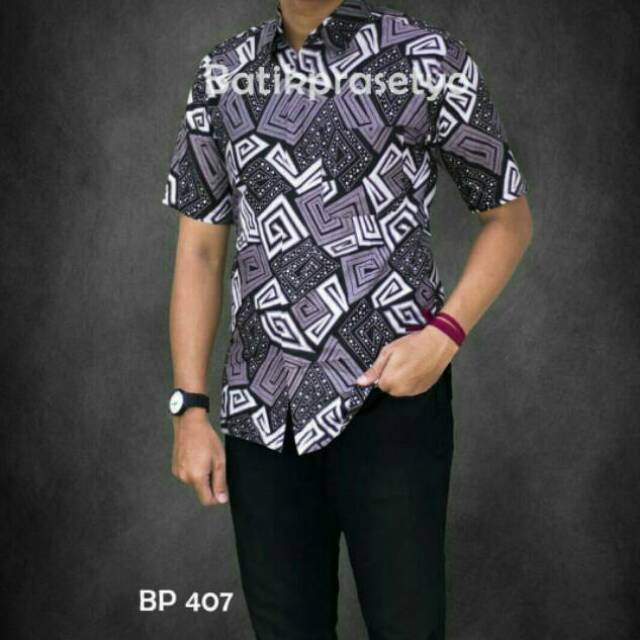 KEMEJA BATIK KOTAK ABU COUPLE G