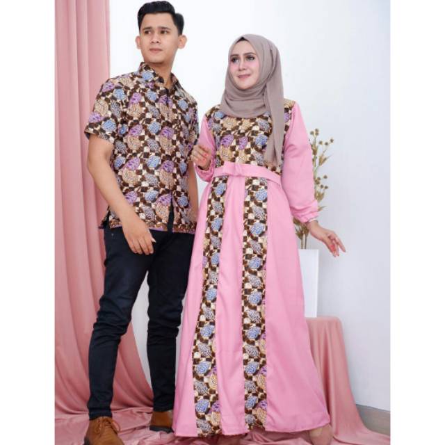 Couple long dress batik kembang wajik