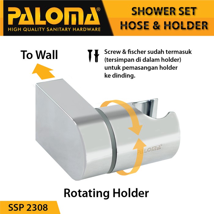 SHOWER SET SSP 2308 PALOMA HAND SHOWER SET PREMIUM  LENGKAP FLEXIBLE DAN HOLDER  SHOWER KAMAR MANDI