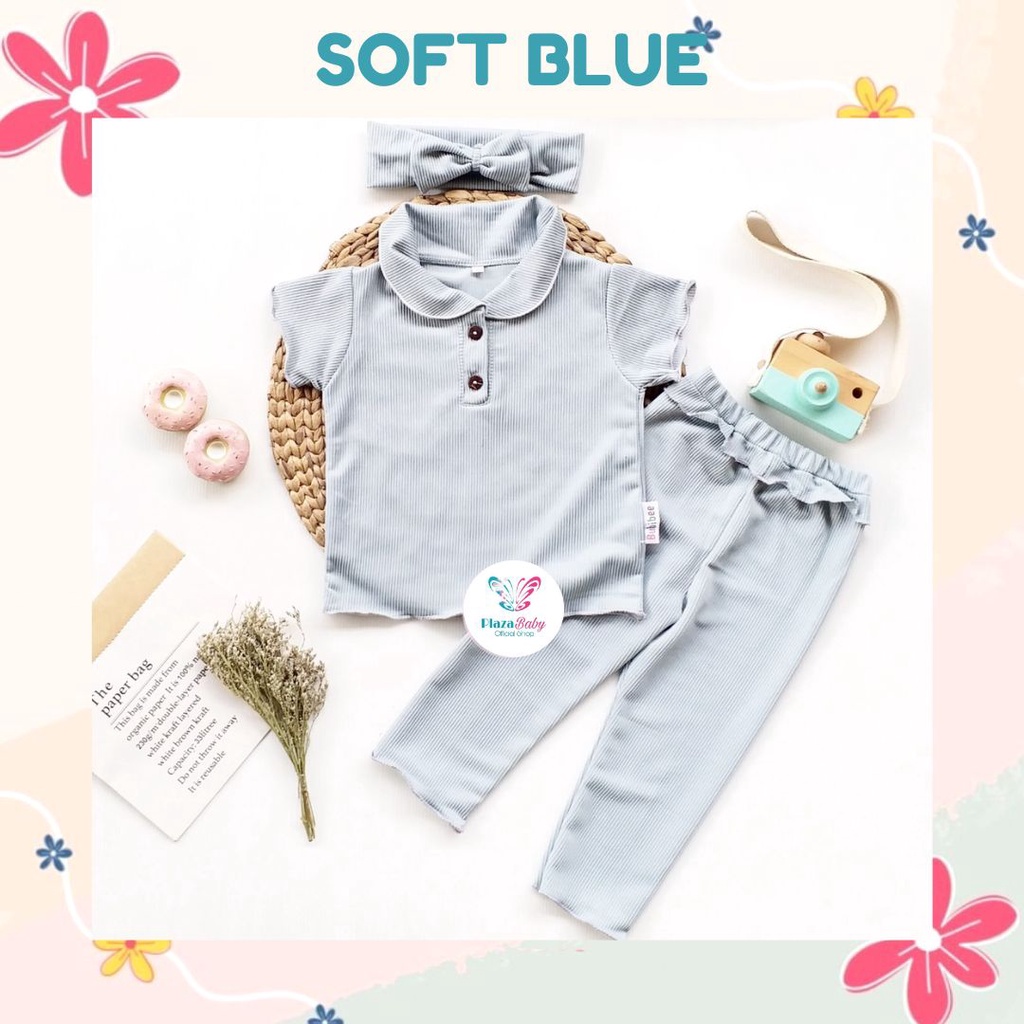 Plazababyku BBB ENZY setelan anak perempuan jumper bayi polos lucu free headband