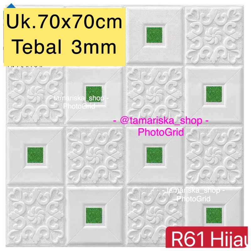 COD FOAM WALLPAPER DINDING 3D / WALL FOAM / BRICK FOAM BATU BATA MURAH-Batik hijau 3mm