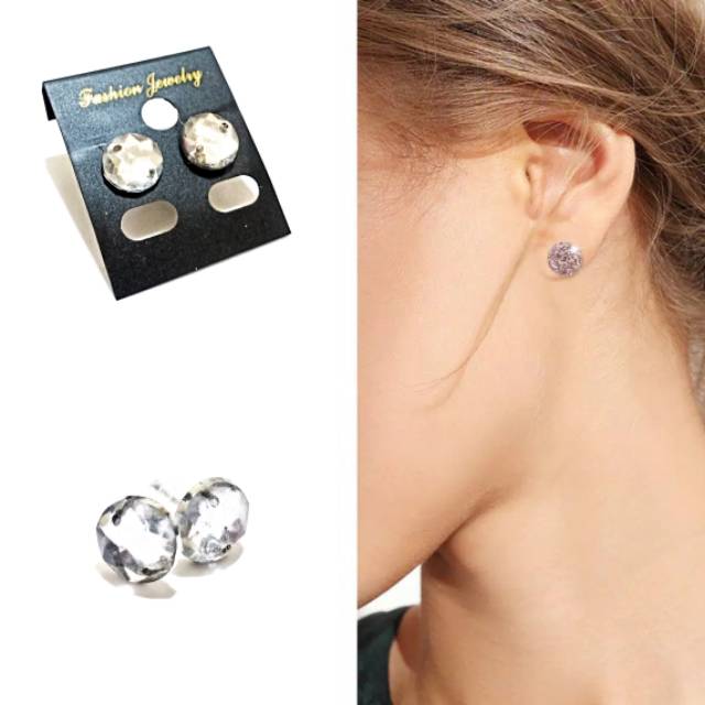 Paula Zircon Stud Earrings | Anting Tusuk Mata Berlian Sintetis Blink Korean Earring Simple Studs