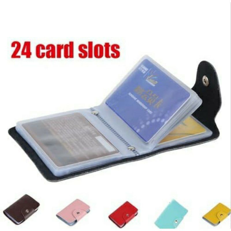 Dompet Kartu Kulit Warna Warni / Card Holder 24 Slot Penyimpanan Serbaguna