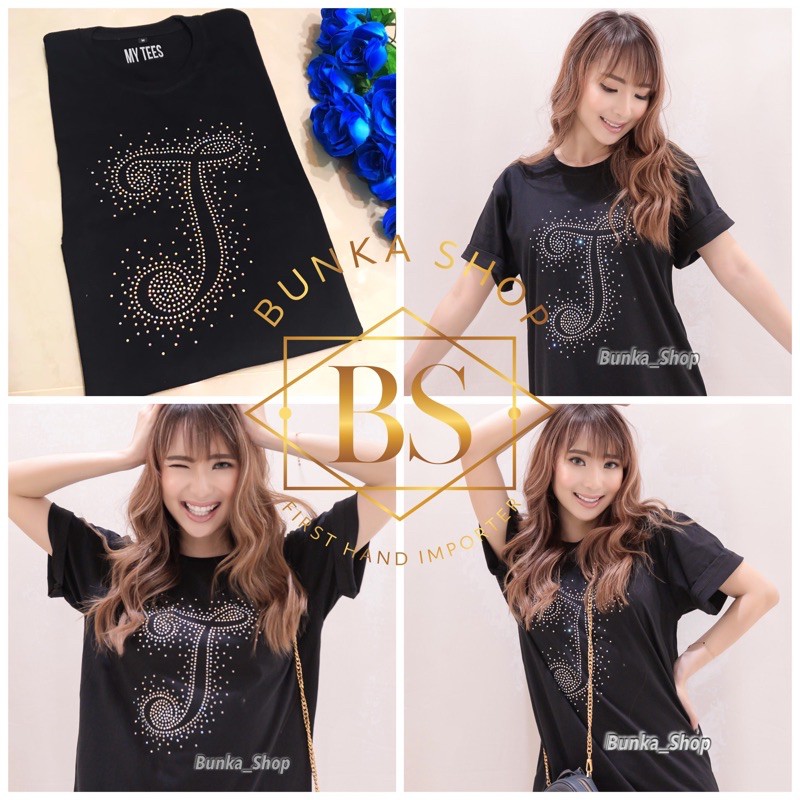 BLINK SWAROVSKI BISA CUSTOM INISIAL NAMA // KAOS MANIK // KAOS WANITA //  KAOS COUPLE // BRANDED TEE