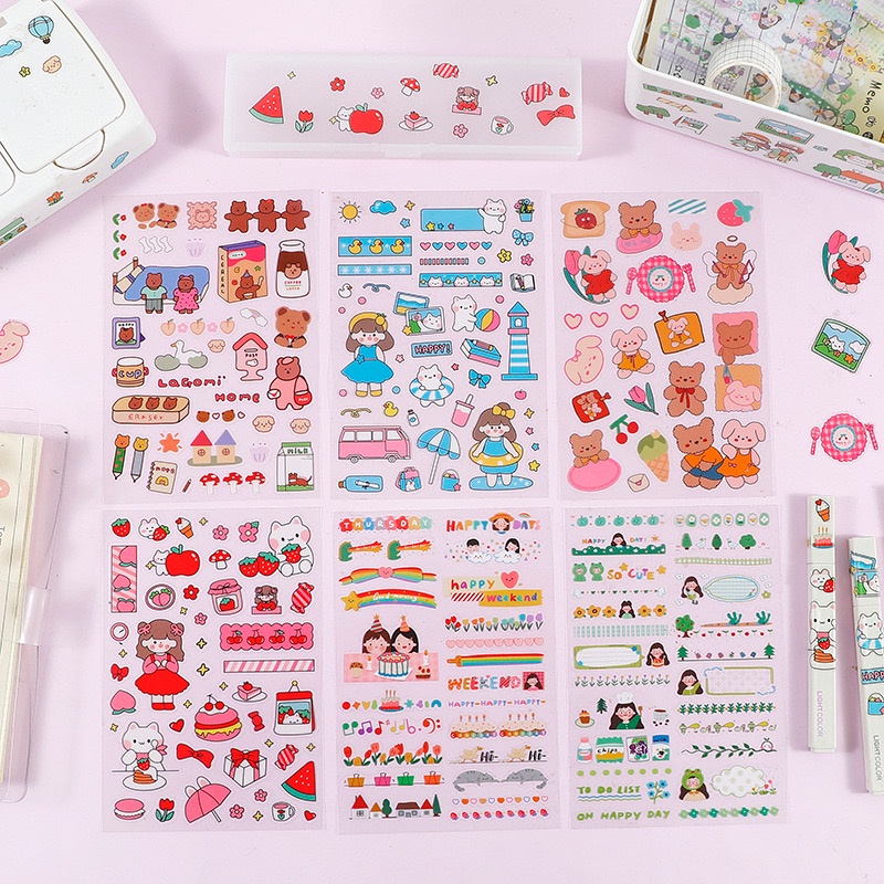 

DIY013 (1 lembar sticker) scrapbook cute transparan untuk notebook diary jurnal bullet jurnal stationary