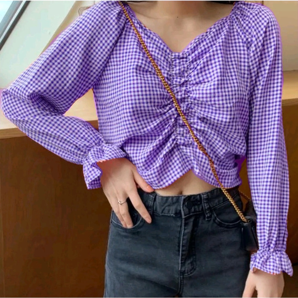 Atasan Top Blouse Tangan Panjang Korean Style 881