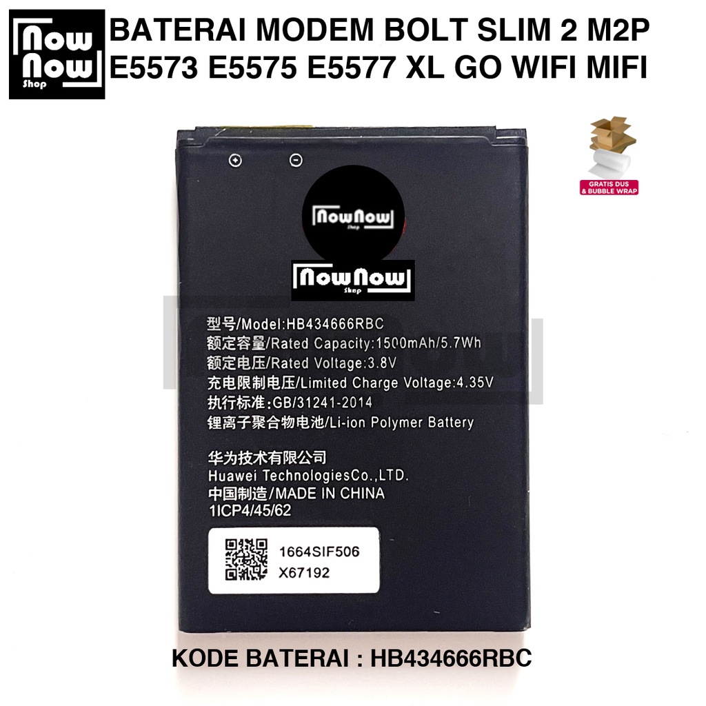 Baterai Huawei Modem BOLT SLIM 2 M2P E5573 E5575 E5577 XL GO HB434666RBC Mifi Original Batre Batrai Battery HP