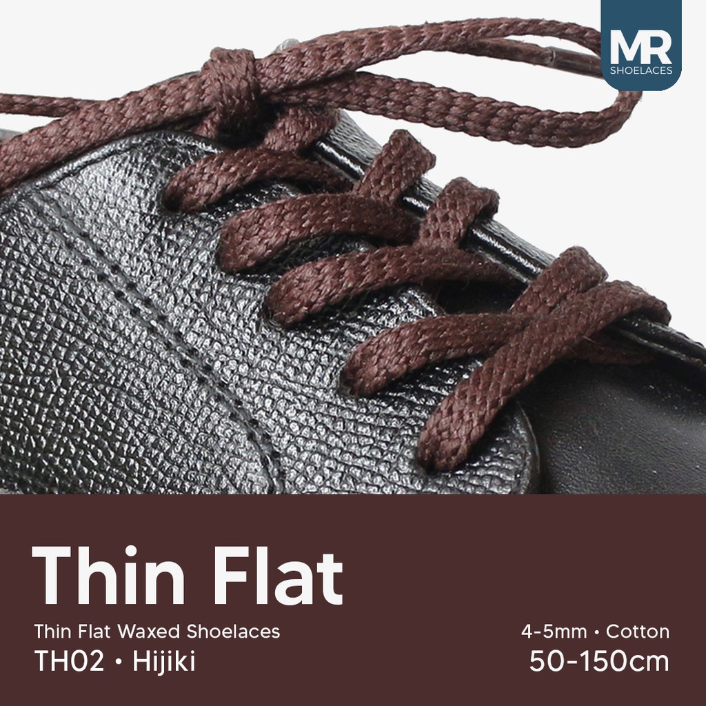 MR Shoelaces TH02 Hijiki (Coklat Tua) Tali Sepatu Lilin Gepeng Thin 3-4mm (Waxed Laces) 50cm 80cm 120cm 150cm Brown