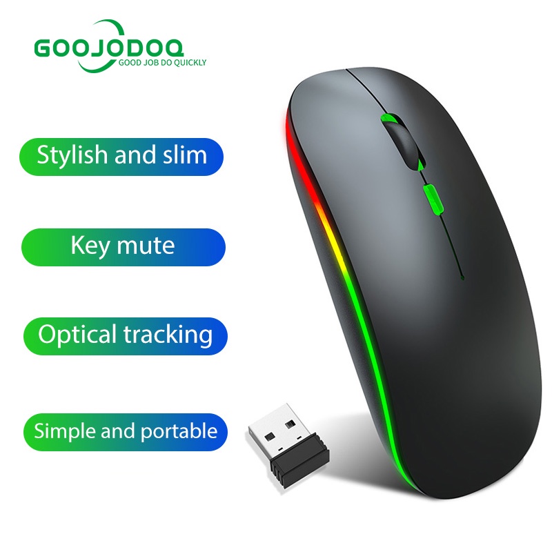 goojodoq Mouse Bluetooth Rechargeable Wireless Mouse Ultra-thin Silent LED Colorful Backlit Gaming Mouse