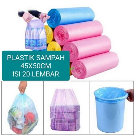 plastik sampah roll besar ukuran 45 x 50 cm kantong tong sampah dapur gulung isi 20 lembar