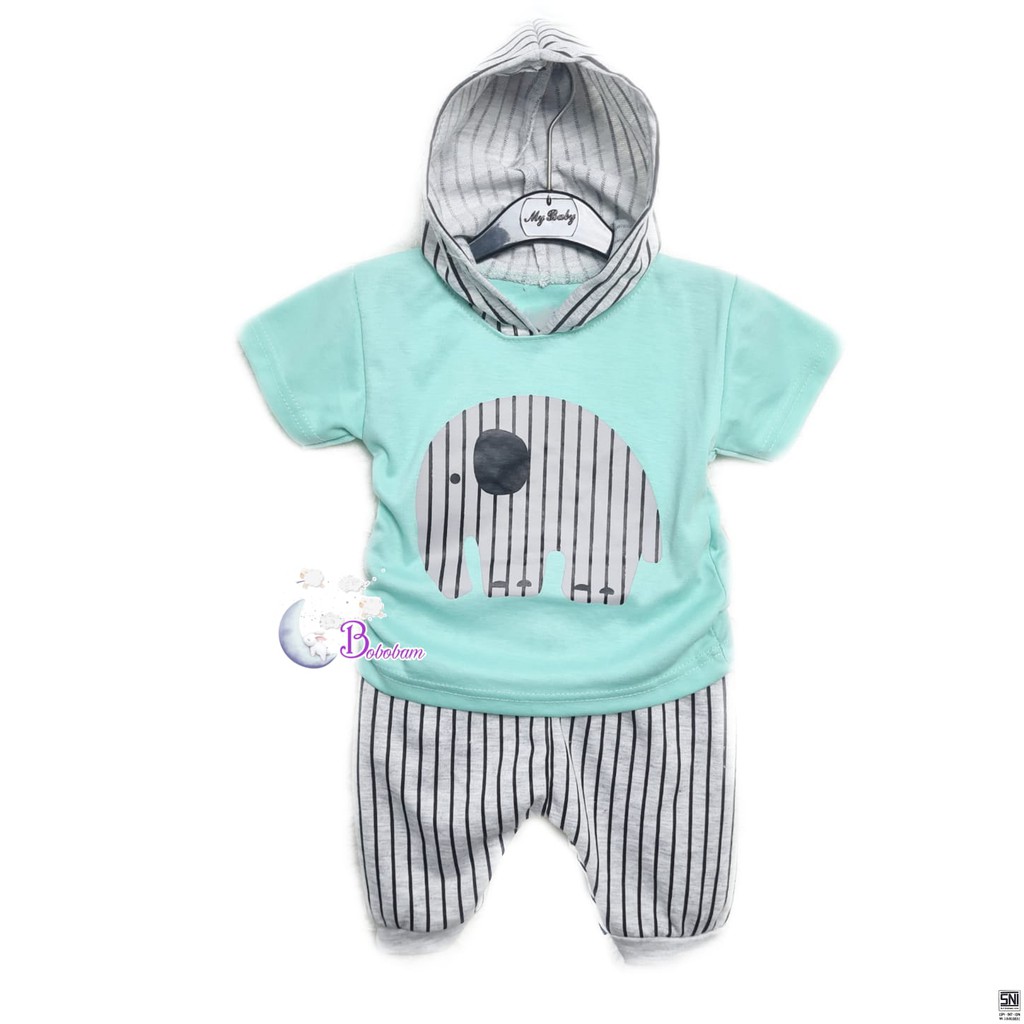 BAJU BAYI BOBOBAM GAJAH HOODIE SETELAN ANAK LAKI-LAKI / SETELAN ANAK HARGA GROSIR