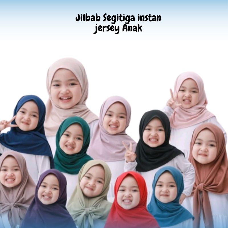 Jilbab Jersey Instan Anak Perempuan | Kerudung Segitiga Basic Instan Anak Perempuan Jersey