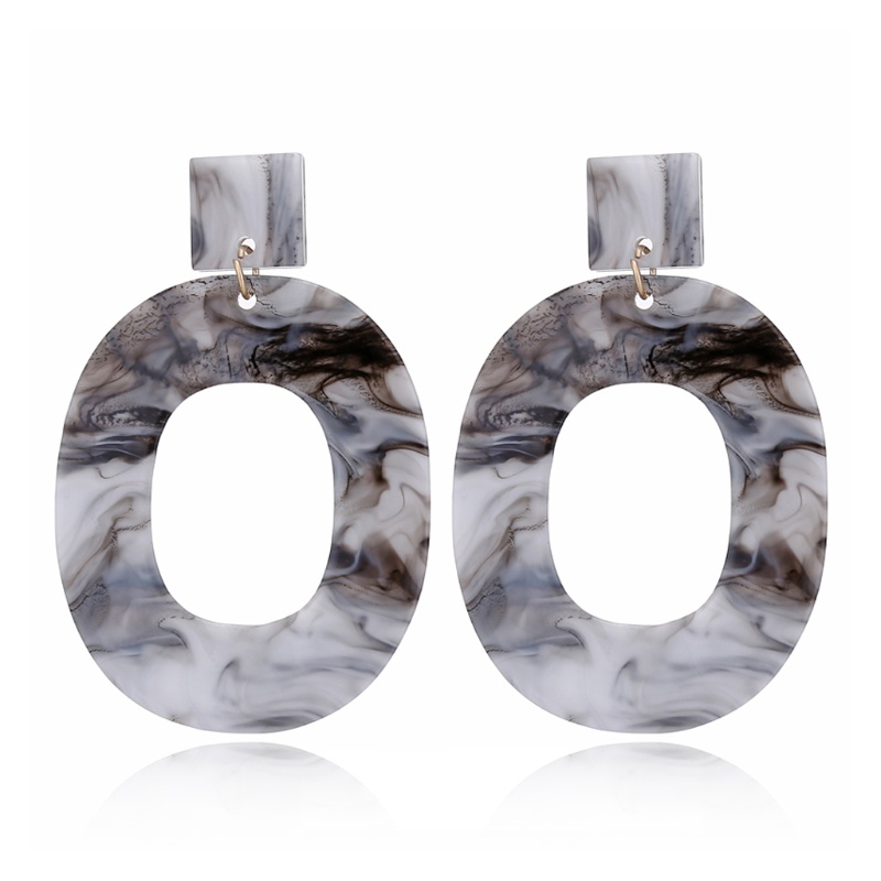 SIY  Tortoiseshell Oval Geometry Acetic Acrylic Statement Drop Earrings for Women