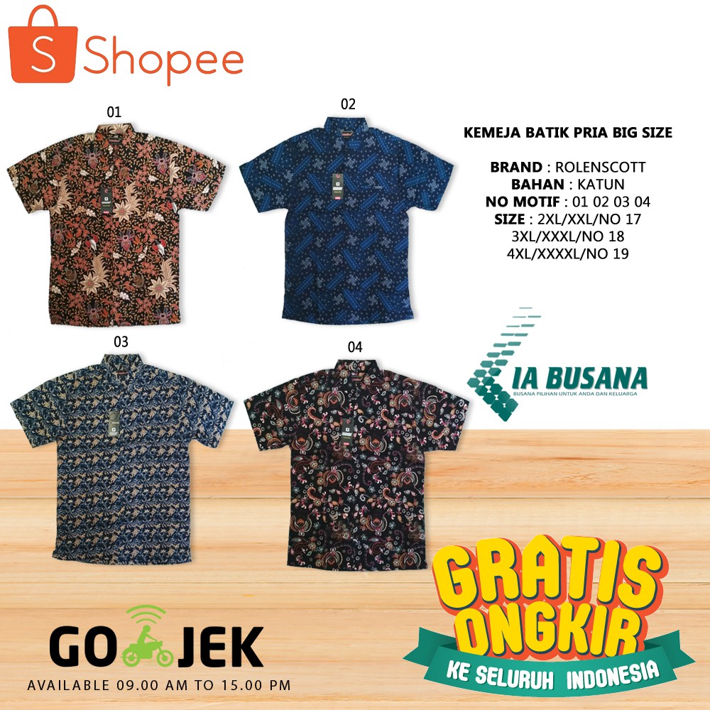 Kemeja Batik Big Size Pria Bahan Katun Ukuran 2XL 3XL 4XL Size XXL