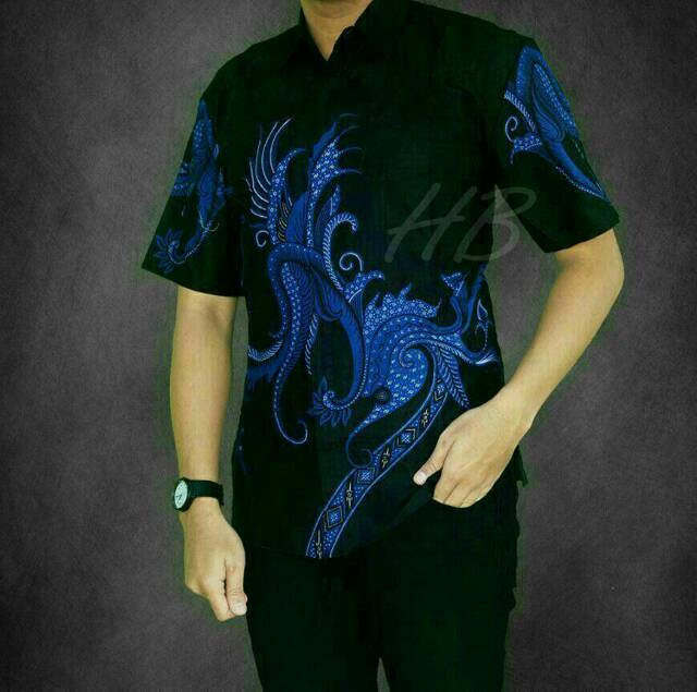 BSWART Batik HRB026 Kenongo Hem Pendek Padi Pekalongan M L XL Batik Pria MURAH Modern Grosir