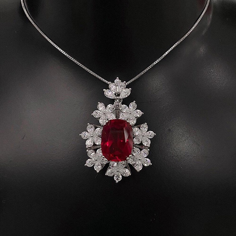 Kalung Cubic Zirconia Warna Merah Untuk Wanita