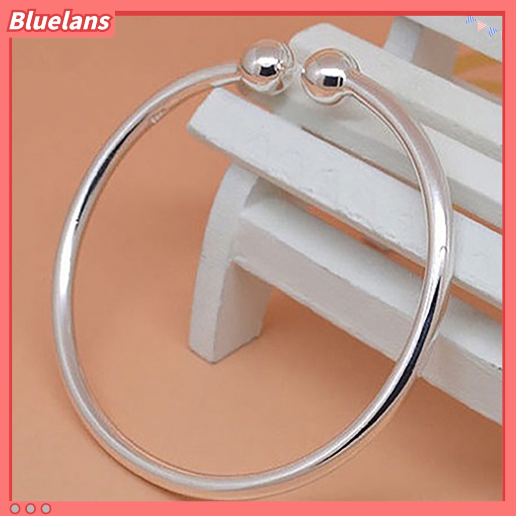 Bluelans Women Silver Plated Open Hand Cuff Bracelet Simple Beads Bangle