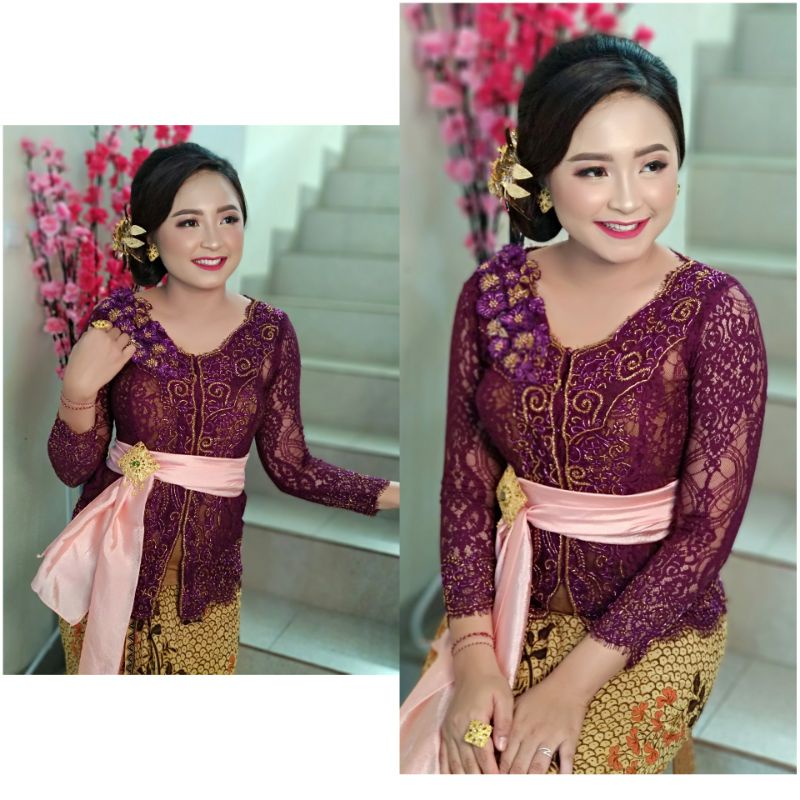 kebaya semiprancis Sabrina leher bunga timbul