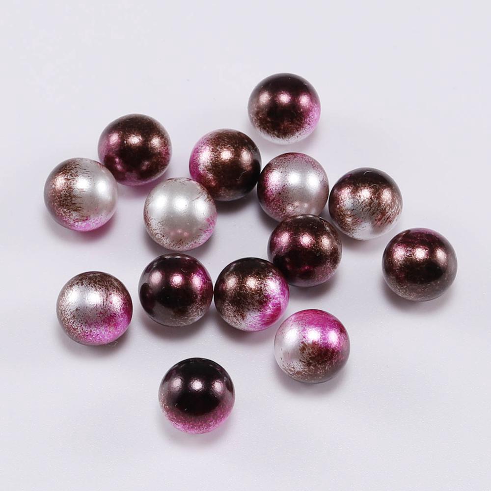 3/4/6/8/10/12MM NO Hole Rainbow Color Bead ABS Imitation Pearl Beads Round Plastic Acrylic Beads For Jewelry Making Findings DIY