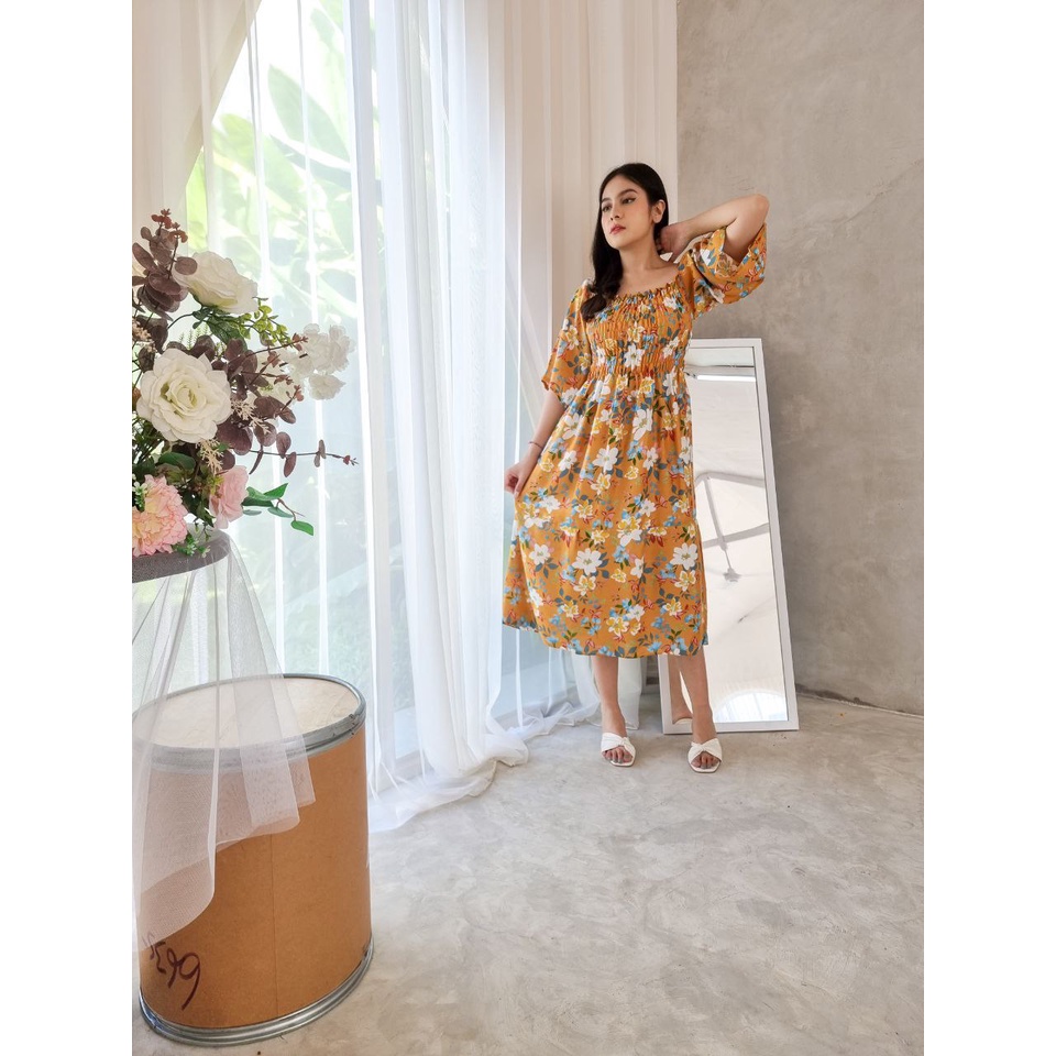 Dress Wanita Alexandra Panjang Daster Putri Bali [DPB] Alexandra Chicory Bisa COD