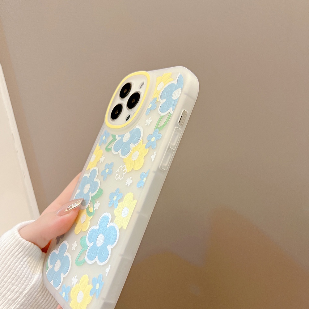 Soft case TPU shockproof Motif Bunga Untuk iPhone 11 Pro max 12 13 Pro max mini XS max xr 7 8 Se 2020 plus