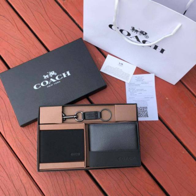 Coach Men Double Billfold Wallet Signature Canvas