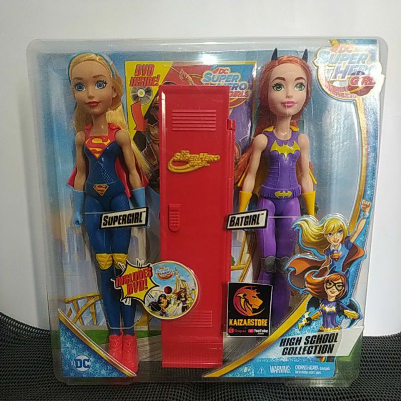 Mainan Barbie Super Hero Girls DC Comics Supergirl dan Batgirl High School Collection Includes DVD