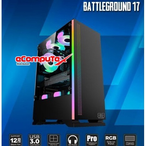 CASING PC KOMPUTER SIMBADDA BATTLEGROUND 17 TEMPERED GLASS CASE GAMING