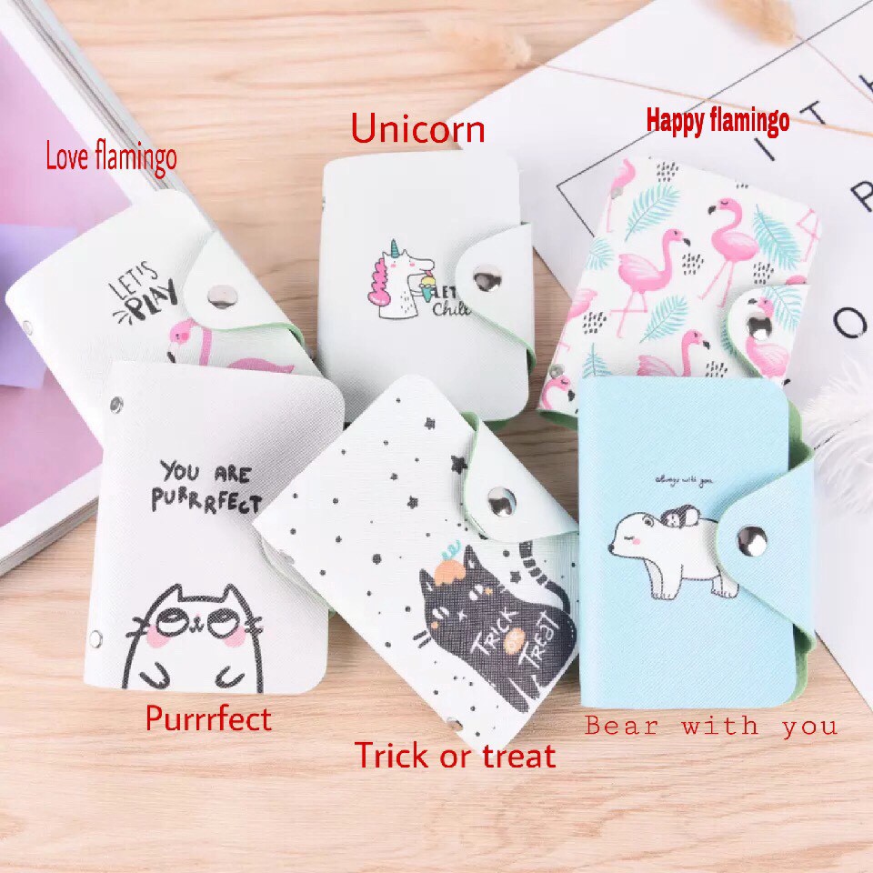 Dompet Kartu Card Holder Organizer Karakter Motif Cute Lucu Unik Impor