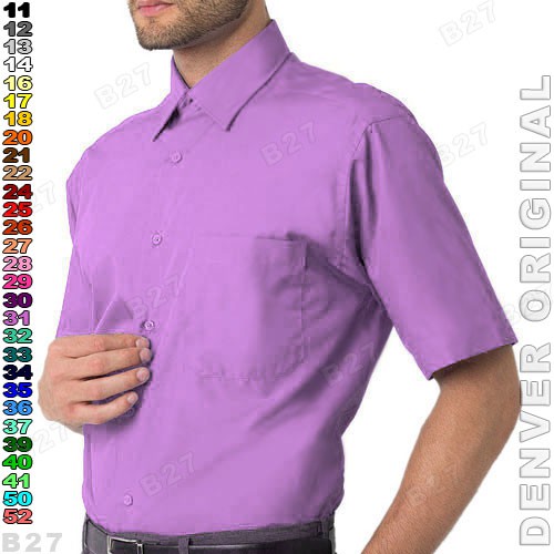 Kemeja DENVER B8 31 Baju Kerja Cowok Lengan Pendek Polos Ungu Muda