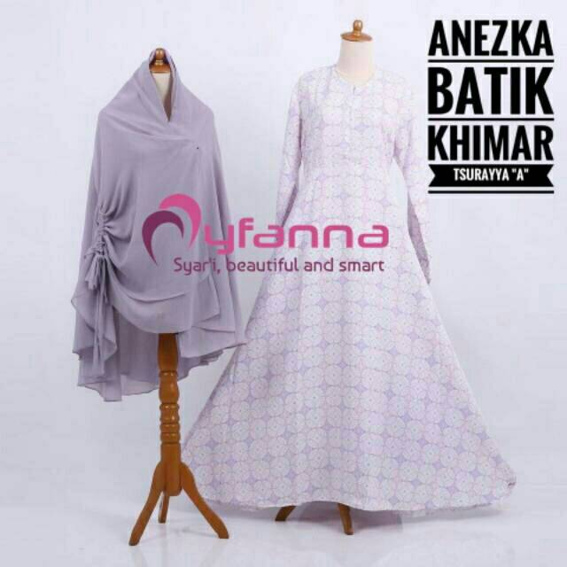 Gamis Syari Dress ANEZKA Batik Fashion Atasan Muslim Daily Set Jilbab Hijab Khimar MyFanna terbaru