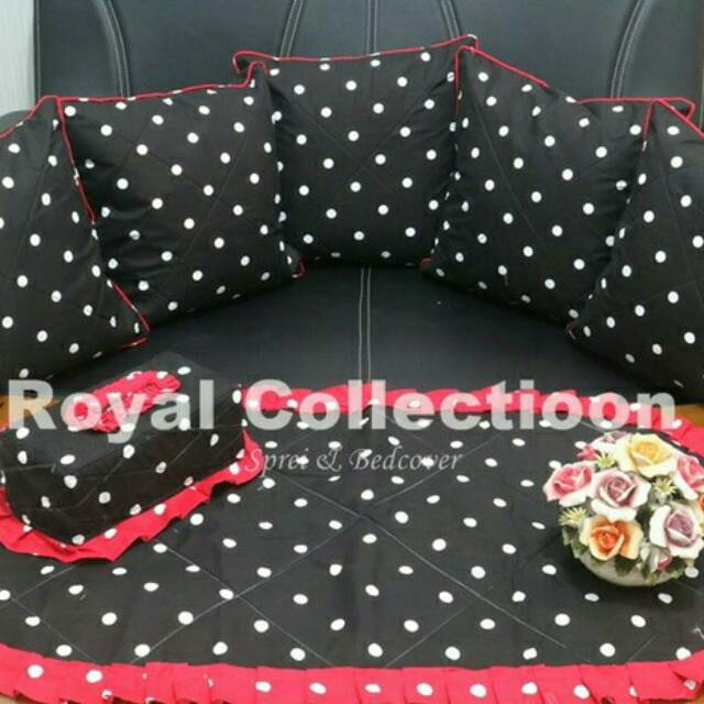 Set sarung bantal kursi tamu kekinian+ taplak + tempat tisu