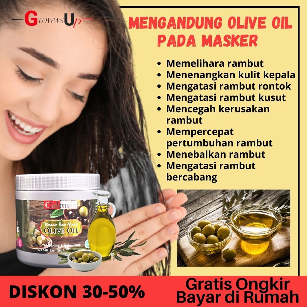 MASKER RAMBUT 500ML HAIR MASK OLIVE OIL CULTUSIA 500ML BPOM MASKER RAMBUT OLIVE OIL