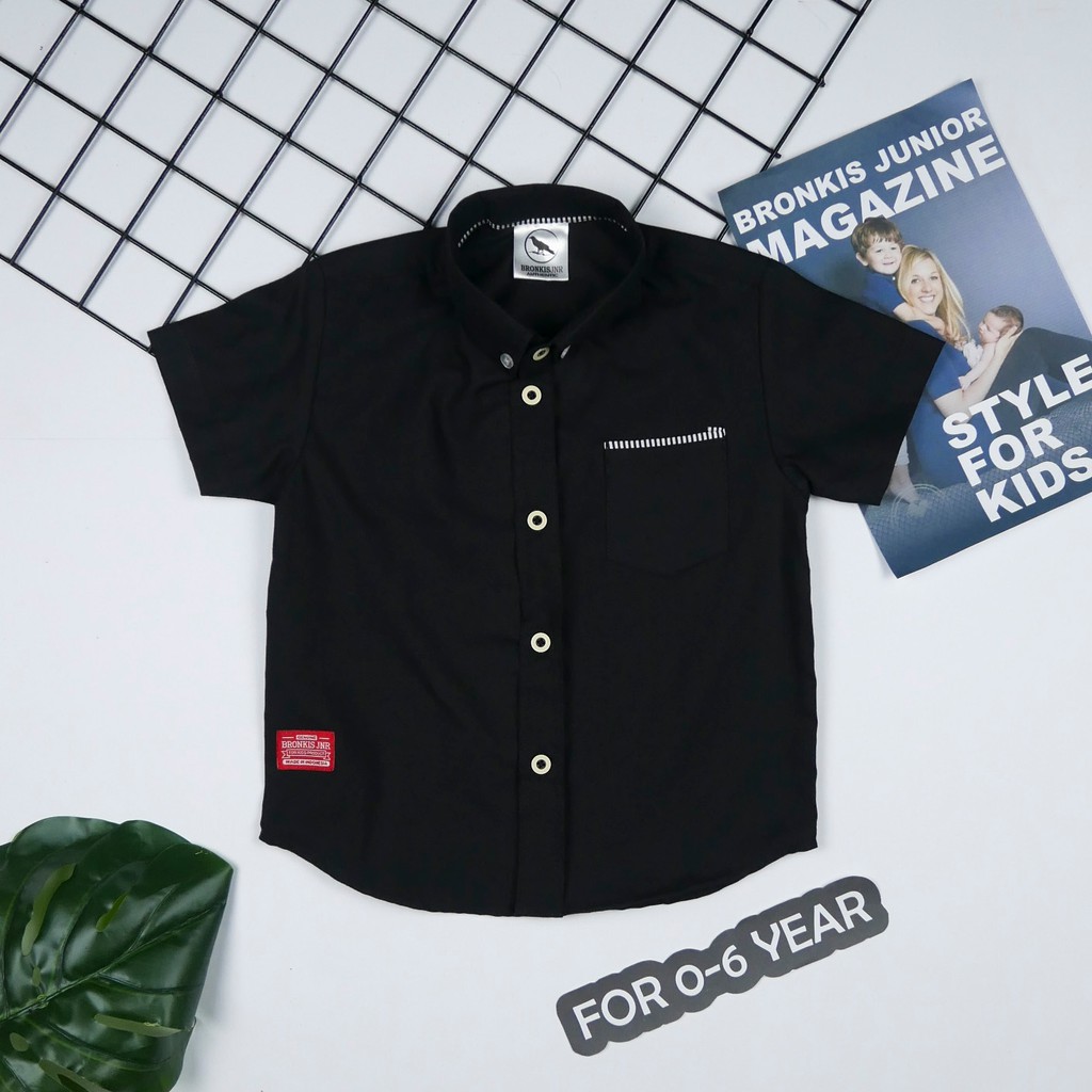 Bronkis Junior Kemeja Anak Laki Laki premium Hitam Stripe Bronkis Junior Kemeja Anak Laki Laki premium Hitam Stripe