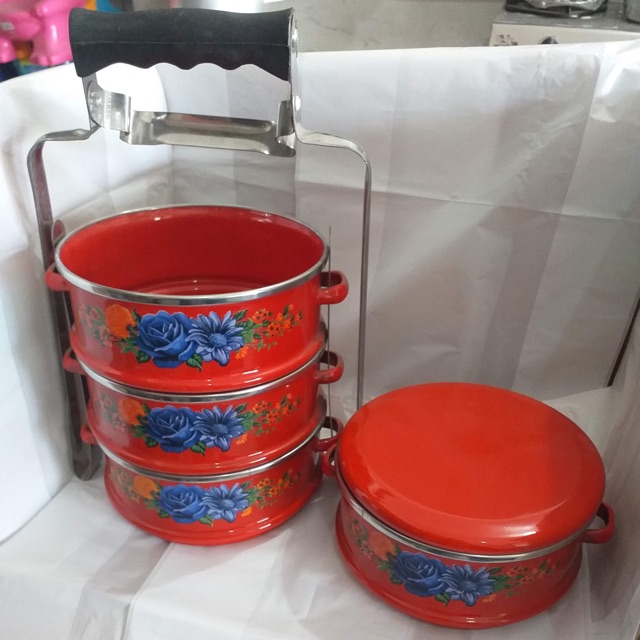 Rantang enamel susun 4/rantang Maspion panda 14/4 cm