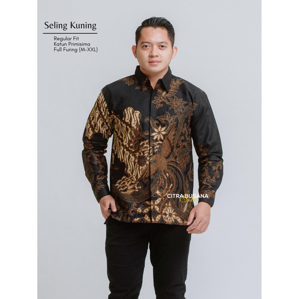 PEKSI SELING KUNING Kemeja Batik Pria Full Furing Bahan Katun Halus Sragenan