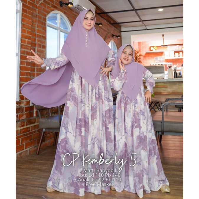 Humaira99 Gamis syari couple keluarga muslimah motif terbaru set khimar syari ibu&anak Cp kimberly v