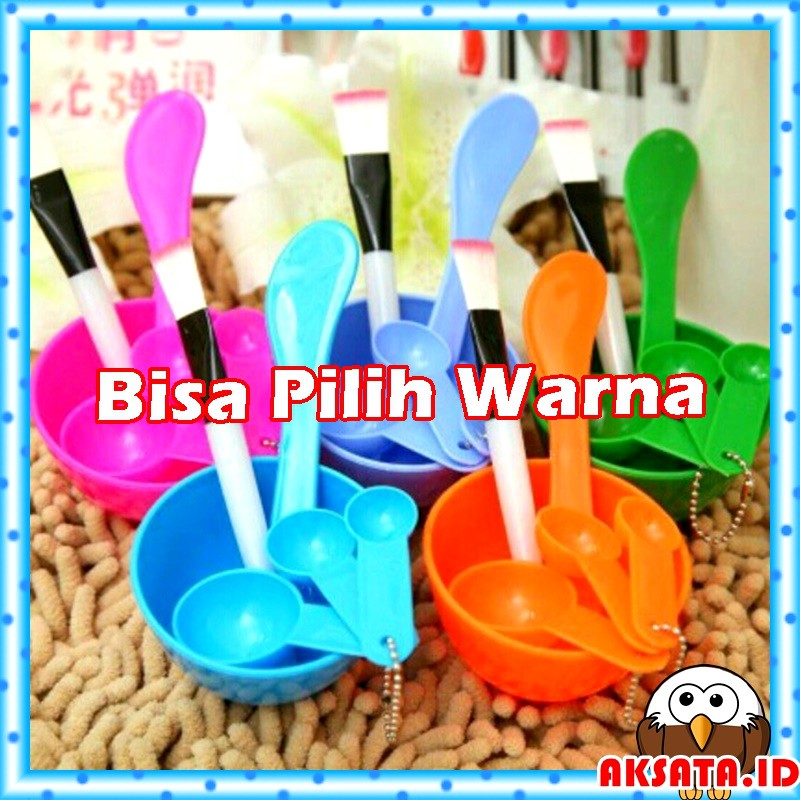 Set Mangkok Masker 4 in 1 Isi Mangkuk Kuas Sendok Takar Dan Spatula Bahan Plastik