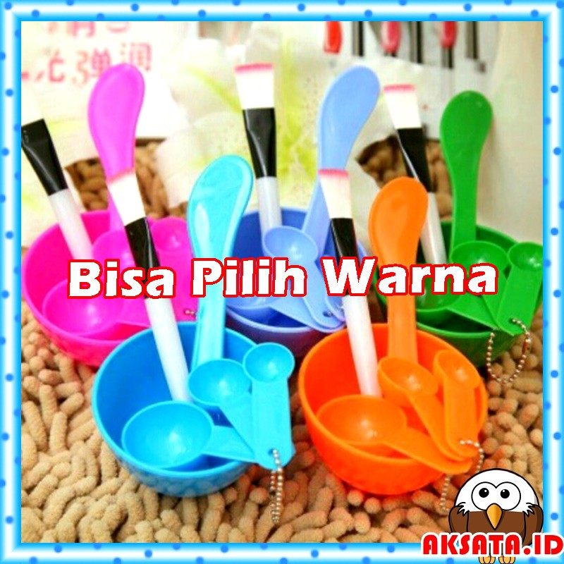 Set Mangkok Masker 4 in 1 Isi Mangkuk Kuas Sendok Takar Dan Spatula Bahan Plastik