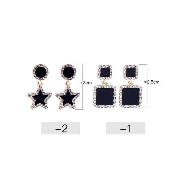 LRC Anting Tusuk Fashion Crystal Studded Geometric Earrings D09837