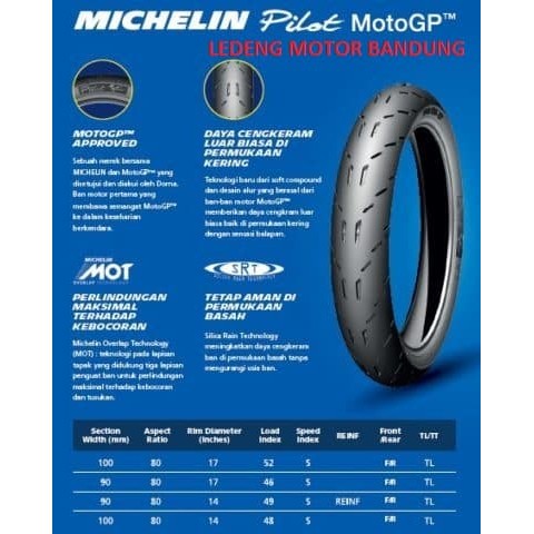 Michelin 70/90-14 Pilot MotoGP Motor Matic Ban Soft Compound Tubeless