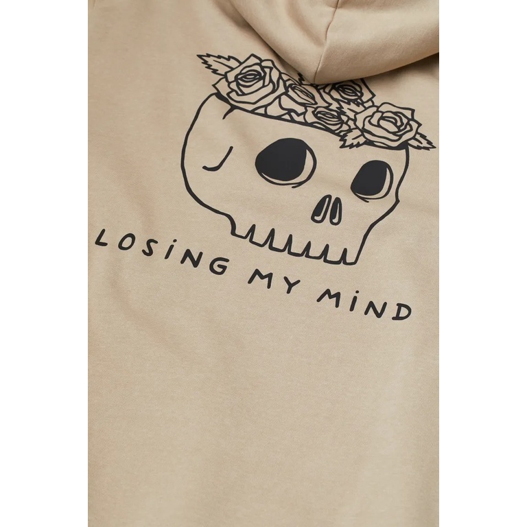 Hoodie H&amp;M Losing My mind Cream pria wanita Sweater Hnm losing my mind