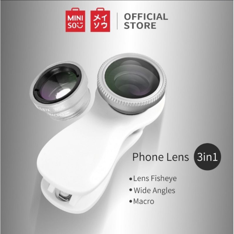 MINISO OFFICIAL 3in1 mobile phone lens fisheye + macro + wide angles. cellphone lens. MINISO LENS hp